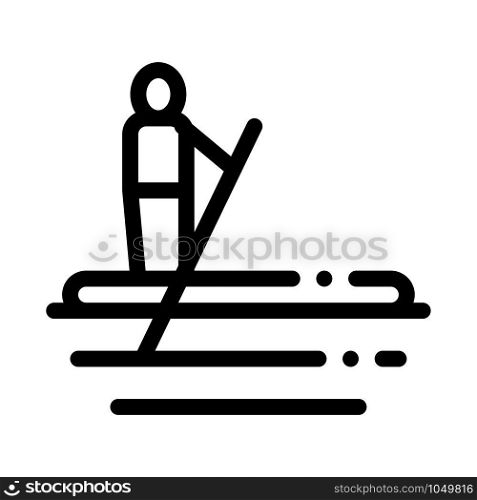 Serfing Canoeing Icon Vector Thin Line. Contour Illustration. Serfing Canoeing Icon Vector Illustration