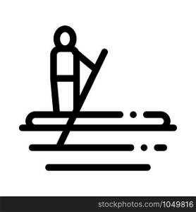 Serfing Canoeing Icon Vector Thin Line. Contour Illustration. Serfing Canoeing Icon Vector Illustration