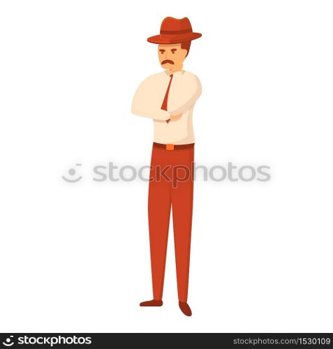 Serious investigator icon. Cartoon of serious investigator vector icon for web design isolated on white background. Serious investigator icon, cartoon style