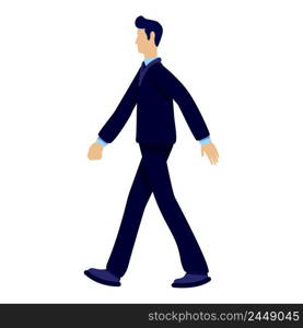 Serious office worker in dark suit semi flat color vector character. Walking figure. Full body person on white. Simple cartoon style illustration for web graphic design and animation. Serious office worker in dark suit semi flat color vector character