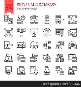 Server and Database , Thin Line and Pixel Perfect Icons