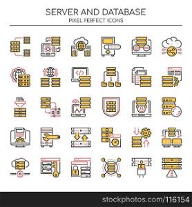 Server and Database , Thin Line and Pixel Perfect Icons