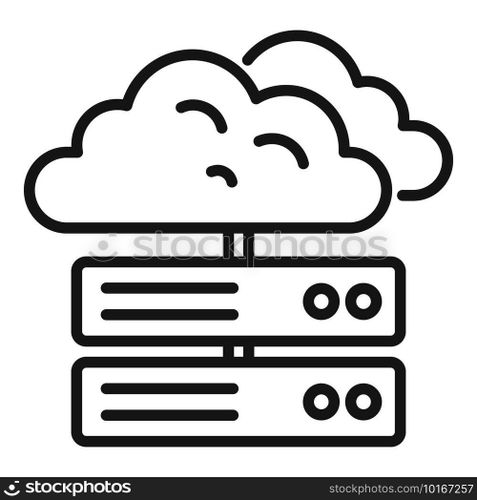 Server data cloud icon. Outline Server data cloud vector icon for web design isolated on white background. Server data cloud icon, outline style