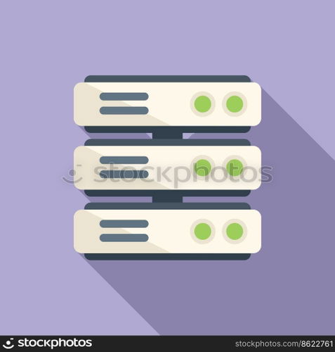 Server desktop icon flat vector. System data. Consumer access. Server desktop icon flat vector. System data