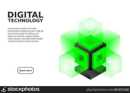 Server. Digital space. Data storage. Data center. Big Date. Conceptual illustration, data flow. Isometric vector illustration.