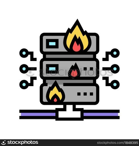 server fire security system color icon vector. server fire security system sign. isolated symbol illustration. server fire security system color icon vector illustration