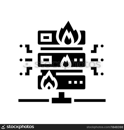 server fire security system glyph icon vector. server fire security system sign. isolated contour symbol black illustration. server fire security system glyph icon vector illustration