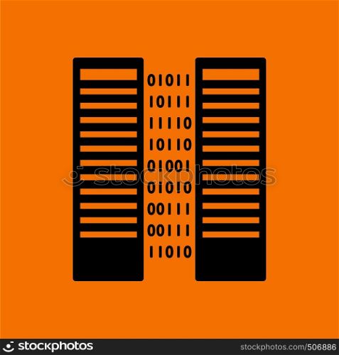 Server Icon. Black on Orange background. Vector illustration.