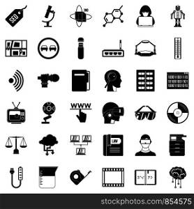 Server icons set. Simple style of 36 server vector icons for web isolated on white background. Server icons set, simple style