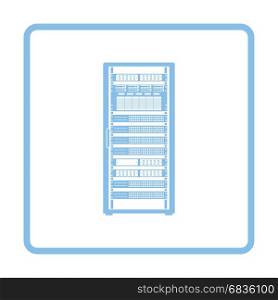 Server rack icon. Blue frame design. Vector illustration.
