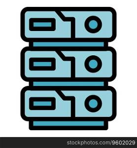 Server rack icon outline vector. Business process. Test program color flat. Server rack icon vector flat