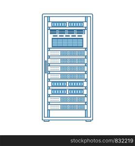 Server Rack Icon. Thin Line With Blue Fill Design. Vector Illustration.