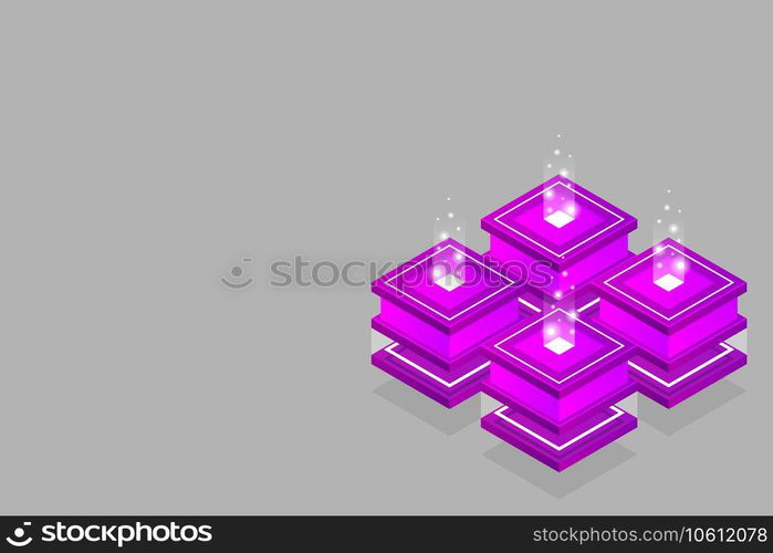 Server room isometric, Cloud storage data, Data center, Big data processing and computing technology. Vector illustration