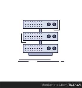 server, storage, rack, database, data Flat Color Icon Vector