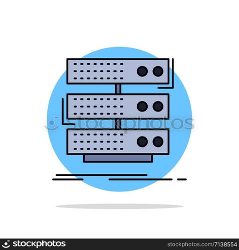 server, storage, rack, database, data Flat Color Icon Vector