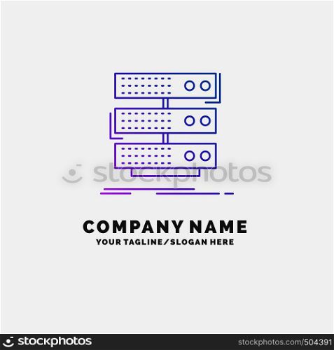 server, storage, rack, database, data Purple Business Logo Template. Place for Tagline. Vector EPS10 Abstract Template background