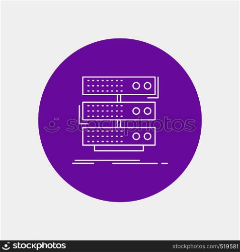 server, storage, rack, database, data White Line Icon in Circle background. vector icon illustration. Vector EPS10 Abstract Template background
