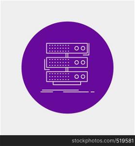 server, storage, rack, database, data White Line Icon in Circle background. vector icon illustration. Vector EPS10 Abstract Template background
