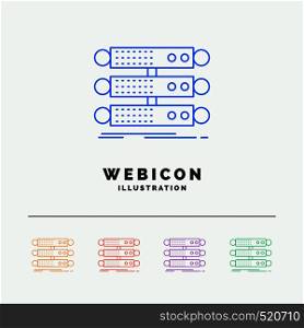 server, structure, rack, database, data 5 Color Line Web Icon Template isolated on white. Vector illustration. Vector EPS10 Abstract Template background