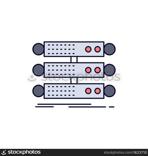 server, structure, rack, database, data Flat Color Icon Vector