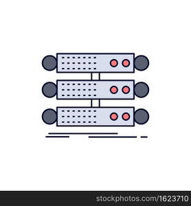 server, structure, rack, database, data Flat Color Icon Vector