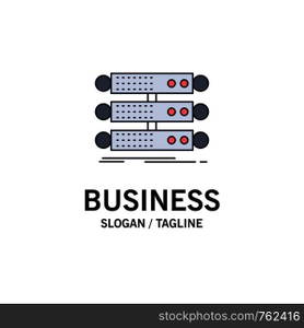 server, structure, rack, database, data Flat Color Icon Vector