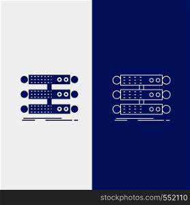 server, structure, rack, database, data Line and Glyph web Button in Blue color Vertical Banner for UI and UX, website or mobile application. Vector EPS10 Abstract Template background