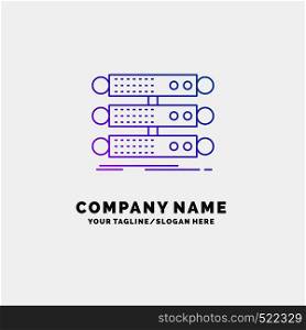 server, structure, rack, database, data Purple Business Logo Template. Place for Tagline. Vector EPS10 Abstract Template background