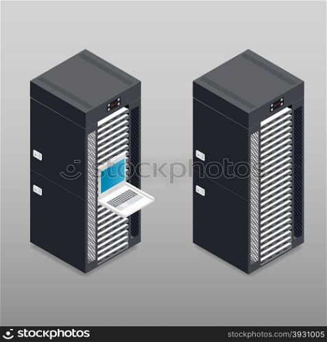 Server tower rack detailed isometric icon. Server tower rack detailed isometric icon vector graphic illustration