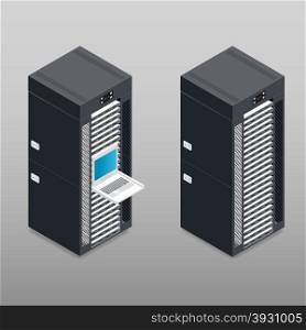 Server tower rack detailed isometric icon. Server tower rack detailed isometric icon vector graphic illustration