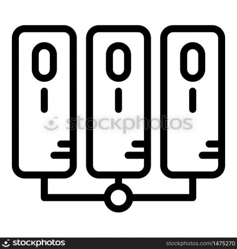 Servers connected together icon. Outline servers connected together vector icon for web design isolated on white background. Servers connected together icon, outline style