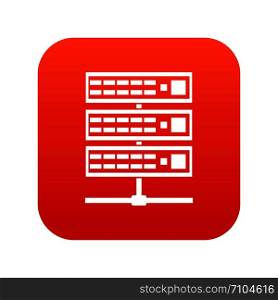Servers icon digital red for any design isolated on white vector illustration. Servers icon digital red
