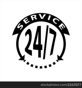 Service 24/7 Icon Vector Art Illustration
