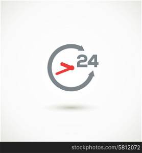 Service 24 hours shadow icon. Business service customers support available all times of day symbol icon design 24 hours abstract vector illustration
