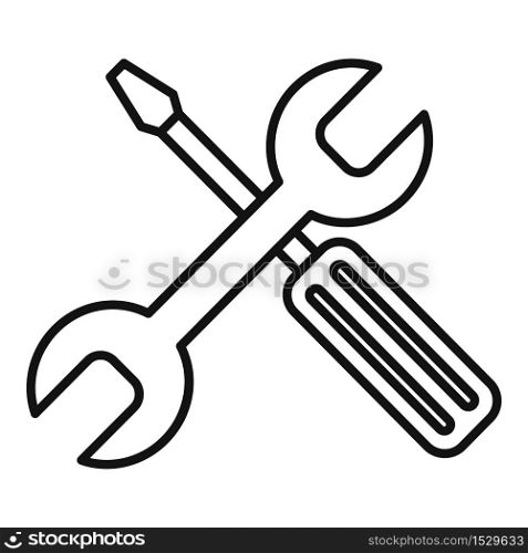Service center tools icon. Outline service center tools vector icon for web design isolated on white background. Service center tools icon, outline style