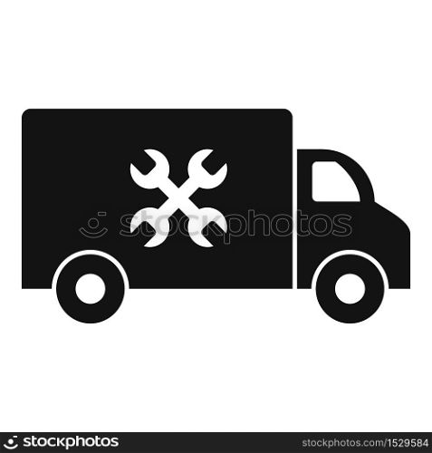 Service center truck icon. Simple illustration of service center truck vector icon for web design isolated on white background. Service center truck icon, simple style