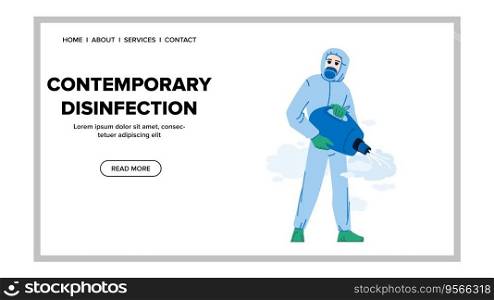 service contemporary disinfection vector. hygiene woman, house covid, infection domestic service contemporary disinfection web flat cartoon illustration. service contemporary disinfection vector