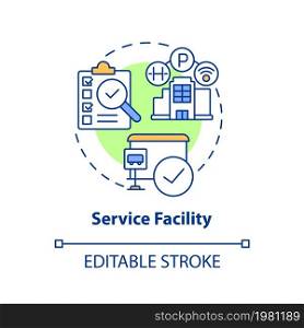 Service facility concept icon. Monitoring production process of goods. Operations managment abstract idea thin line illustration. Vector isolated outline color drawing. Editable stroke. Service facility concept icon