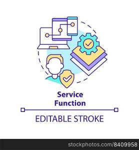 Service function concept icon. Identity management process abstract idea thin line illustration. Remote access to systems. Isolated outline drawing. Editable stroke. Arial, Myriad Pro-Bold fonts used. Service function concept icon