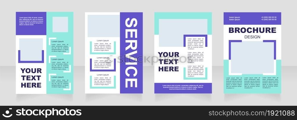 Service geometric blue blank brochure layout design. Product info. Vertical poster template set with empty copy space for text. Premade corporate reports collection. Editable flyer paper pages. Service geometric blue blank brochure layout design