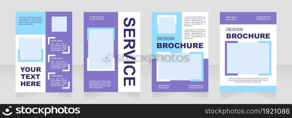 Service information purple blank brochure layout design. Job information. Vertical poster template set with empty copy space for text. Premade corporate reports collection. Editable flyer paper pages. Service information purple blank brochure layout design