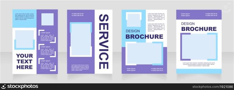 Service information purple blank brochure layout design. Job information. Vertical poster template set with empty copy space for text. Premade corporate reports collection. Editable flyer paper pages. Service information purple blank brochure layout design
