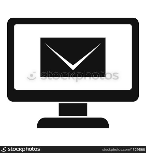 Service monitor mail icon. Simple illustration of service monitor mail vector icon for web design isolated on white background. Service monitor mail icon, simple style