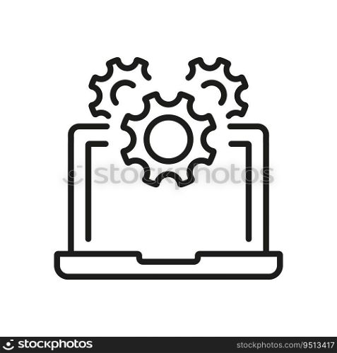 Service of Software Line Icon. Computer System Update Linear Pictogram. Settings and Configuration of Laptop. Technical Support. Editable stroke. Vector Illustration.. Service of Software Line Icon. Computer System Update Linear Pictogram. Settings and Configuration of Laptop. Technical Support. Editable stroke. Vector Illustration