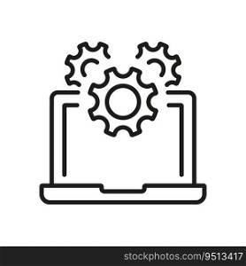 Service of Software Line Icon. Computer System Update Linear Pictogram. Settings and Configuration of Laptop. Technical Support. Editable stroke. Vector Illustration.. Service of Software Line Icon. Computer System Update Linear Pictogram. Settings and Configuration of Laptop. Technical Support. Editable stroke. Vector Illustration