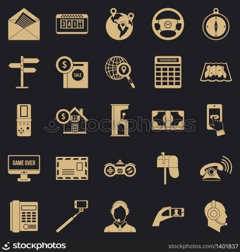 Service phone icons set. Simple set of 25 service phone vector icons for web for any design. Service phone icons set, simple style