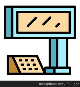 Service pos terminal icon outline vector. Store supermarket. Point self color flat. Service pos terminal icon vector flat