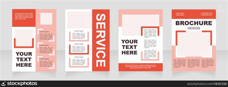 Service red geometric blank brochure layout design. Product info. Vertical poster template set with empty copy space for text. Premade corporate reports collection. Editable flyer paper pages. Service red geometric blank brochure layout design