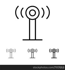 Service, Signal, Wifi Bold and thin black line icon set