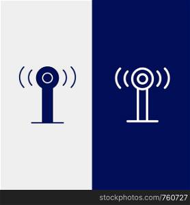 Service, Signal, Wifi Line and Glyph Solid icon Blue banner Line and Glyph Solid icon Blue banner